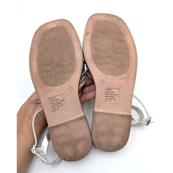 Steve Madden Playful Embellished Sandal Adjustable Girls Silver Size US3M EU34 - Picture 7 of 10